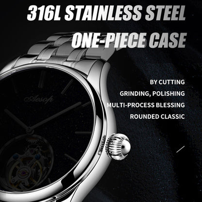 AESOP Blue Sandstone Tourbillon Mechanical Men Watch 7050