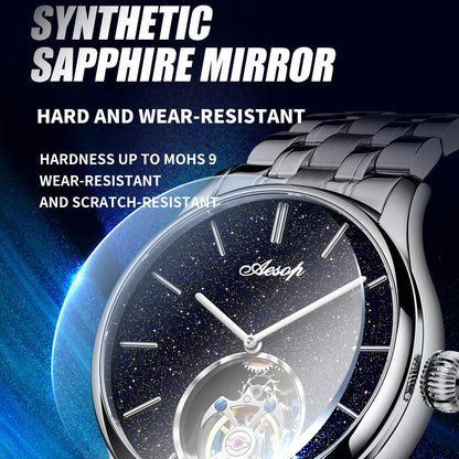 AESOP Blue Sandstone Tourbillon Mechanical Men Watch 7050