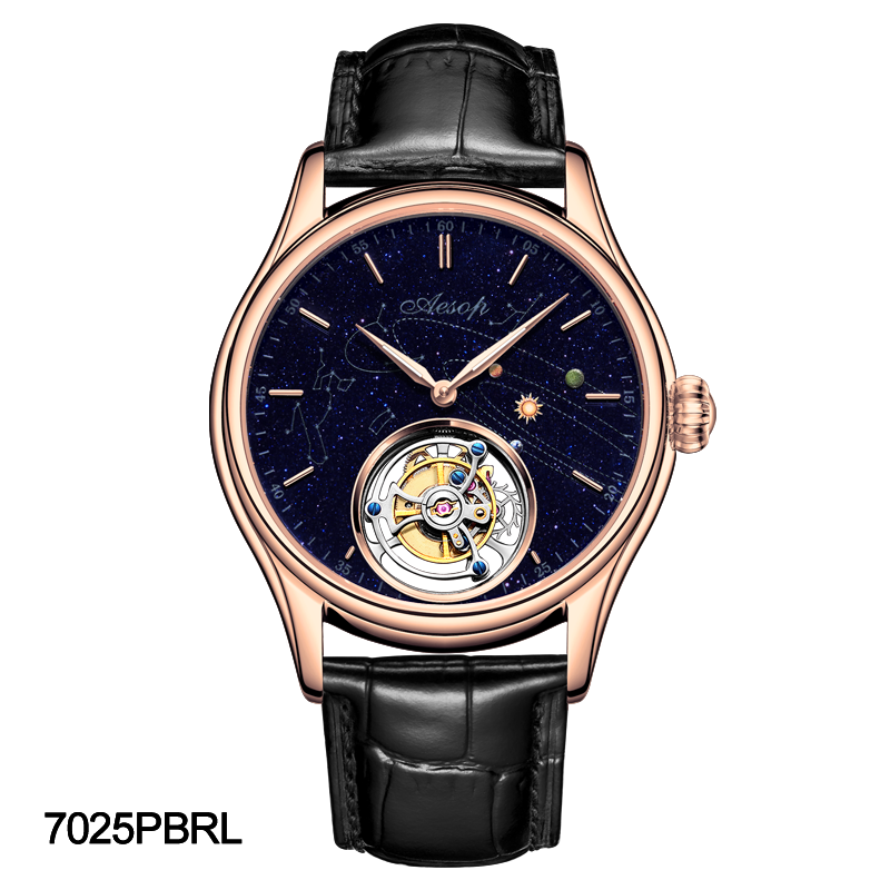 Aesop Luxury Flying Tourbillon Movement Watch For Men GMT Sapphire  Mechanical Day And Night Men Watch Business Relógio Masculino