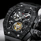 AESOP Carbon Fiber Bezel Tonneau Case Skeleton Tourbillon Watch 7036