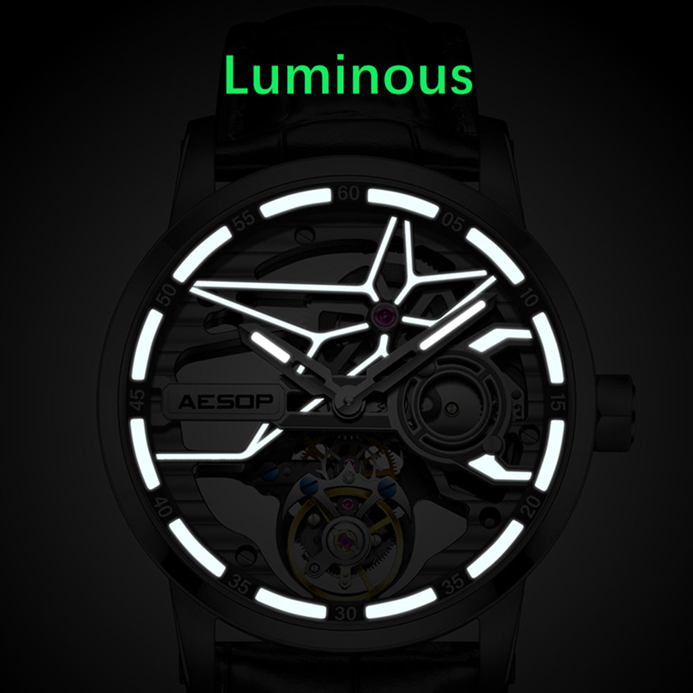 AESOP Skeleton Luminous Sapphire Mirror Original Tourbillon Watch 7053