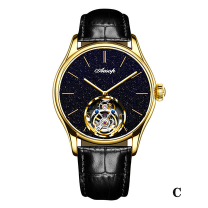 AESOP Blue Sandstone Tourbillon Mechanical Men Watch 7050